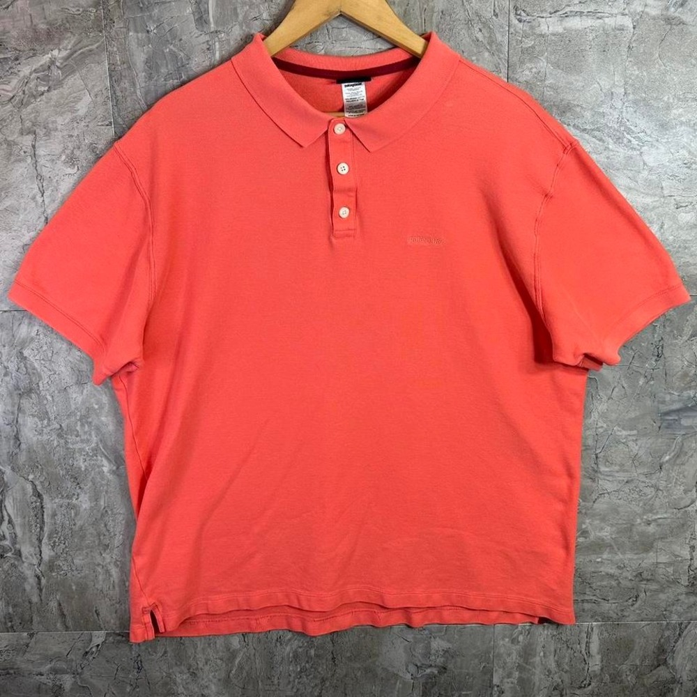 Patagonia Polo Shirt 100% Organic Cotton Pullover Coral Mens XL Short‎ Sleeve